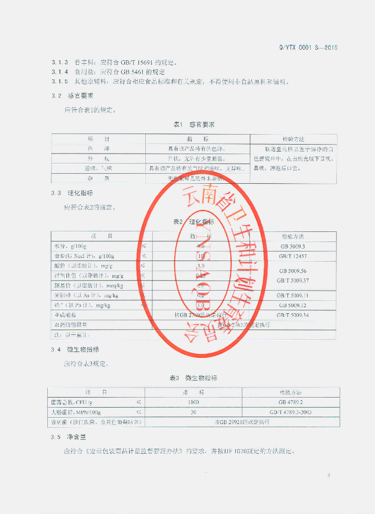 Q/YTX 0001S-2015 标准预览