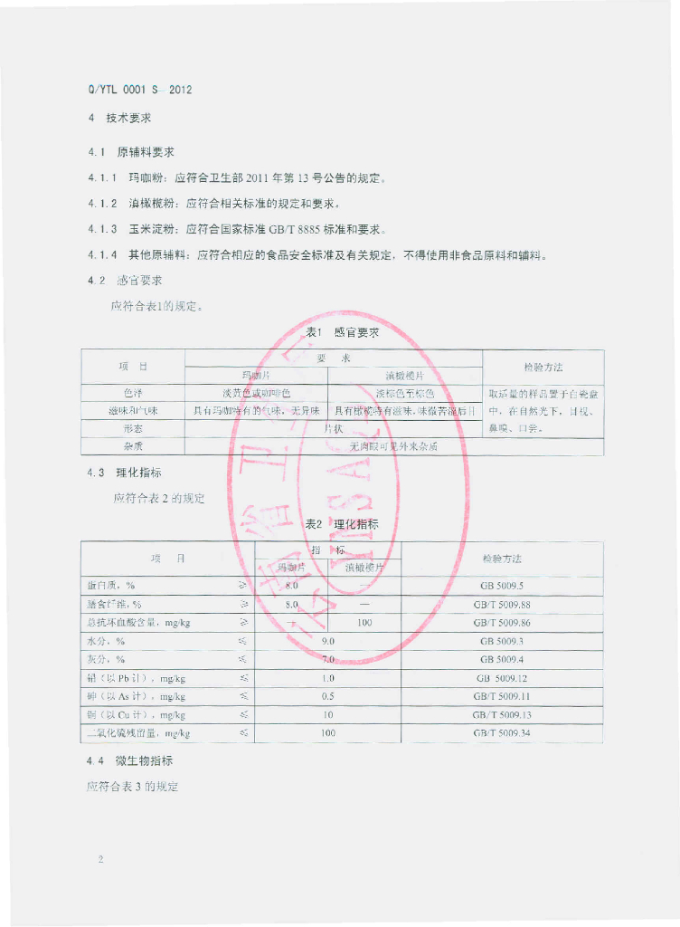 Q/YTL 0001S-2012 标准预览