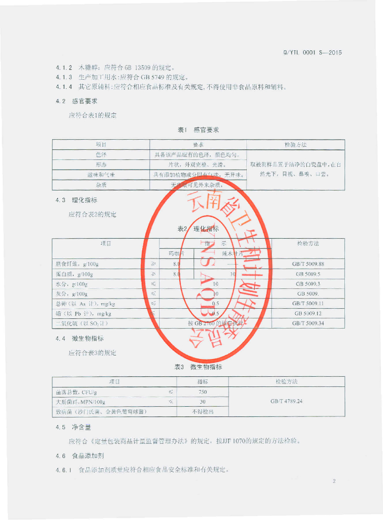 Q/YTL 0001S-2015 标准预览