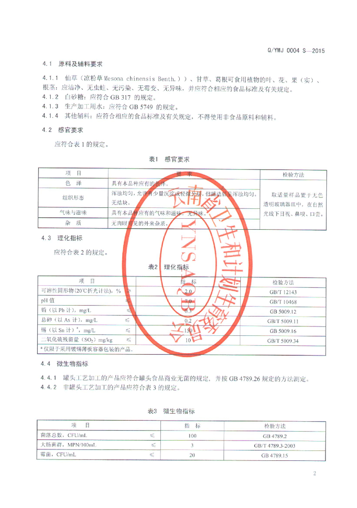 Q/YMJ 0004S-2015 标准预览