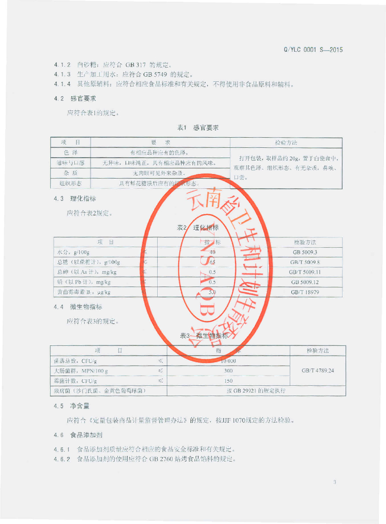Q/YLC 0001S-2015 标准预览