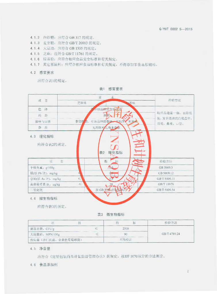 Q/YHT 0002S-2015 标准预览