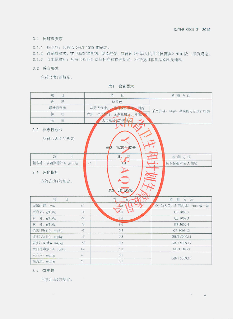 Q/YHR 0005S-2015 标准预览