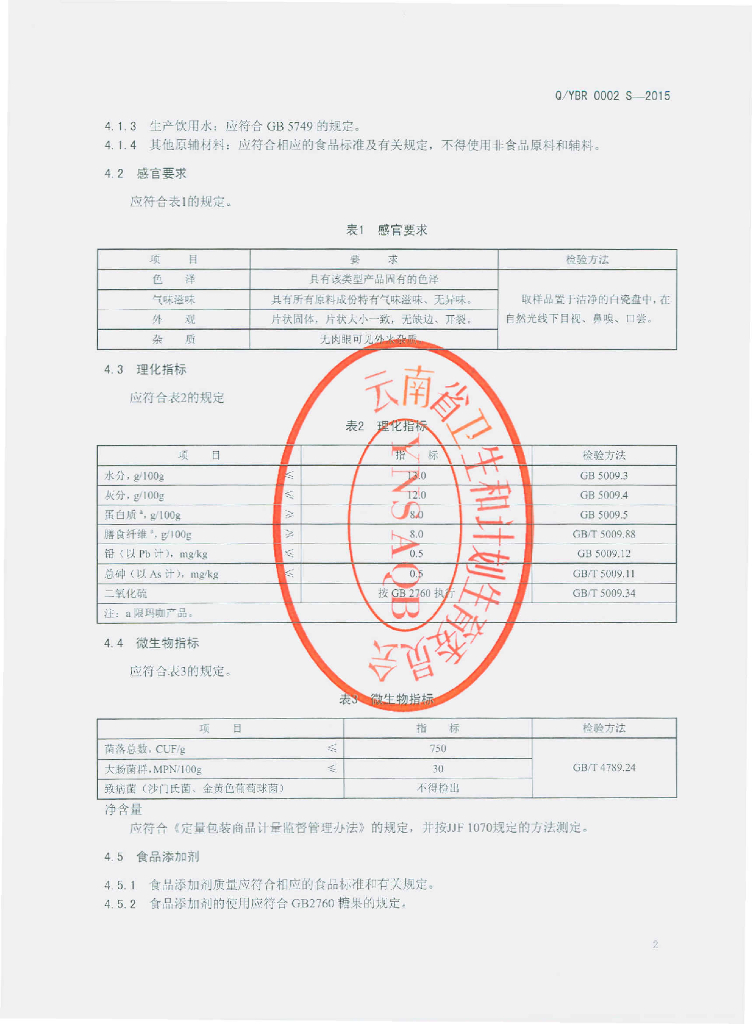 Q/YBR 0002-2015 标准预览