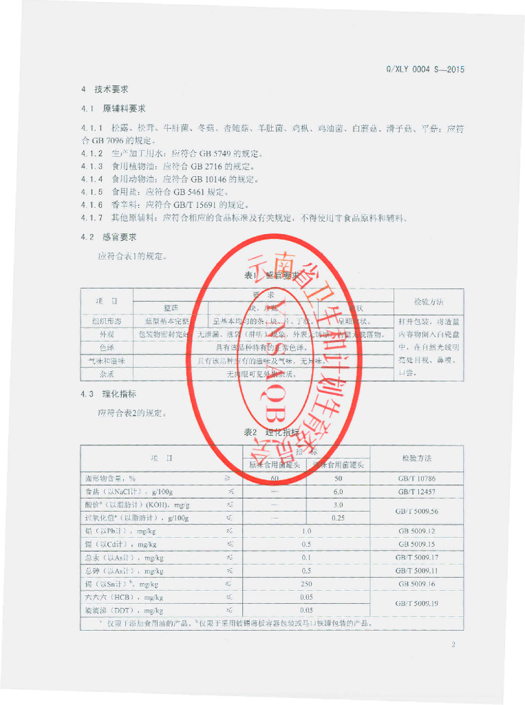 Q/XLY 0004S-2015 标准预览