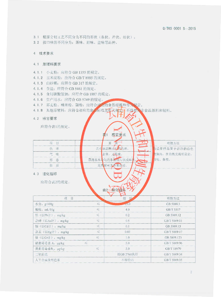 Q/TKS 0001S-2015 标准预览