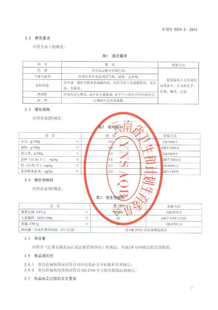 Q/XFX 0004S-2015 标准预览