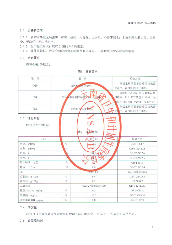 Q/HCX 0001S-2015 标准预览