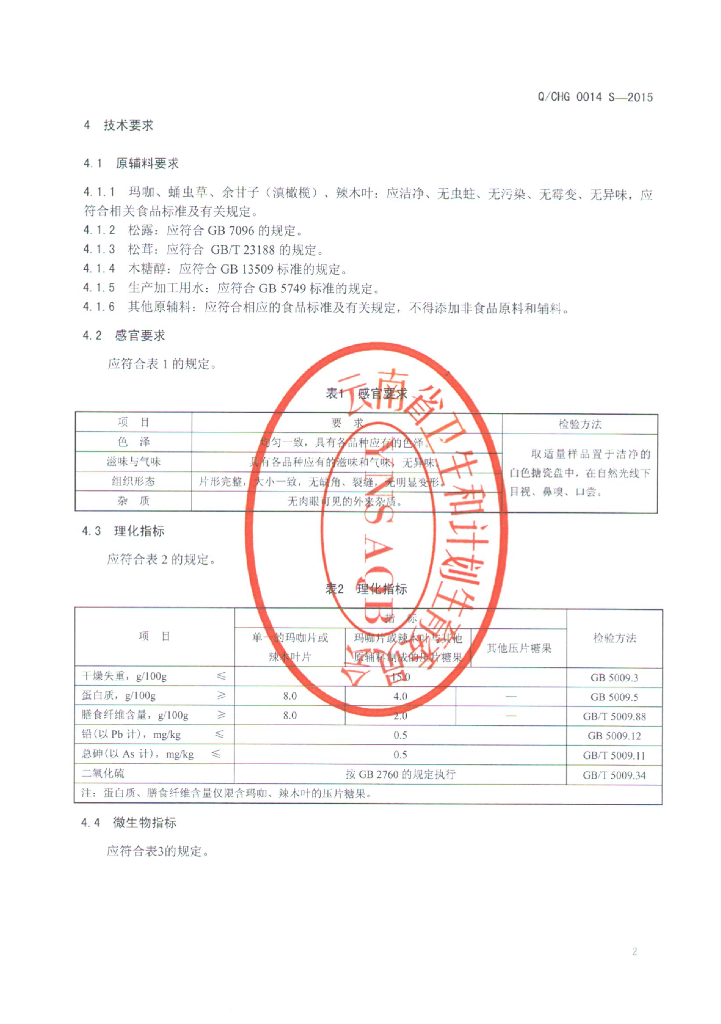 Q/CHG 0014S-2015 标准预览