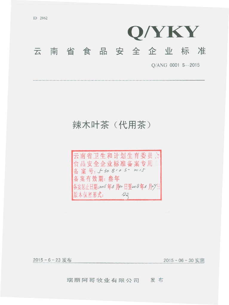Q/ANG 0001S-2015 标准预览