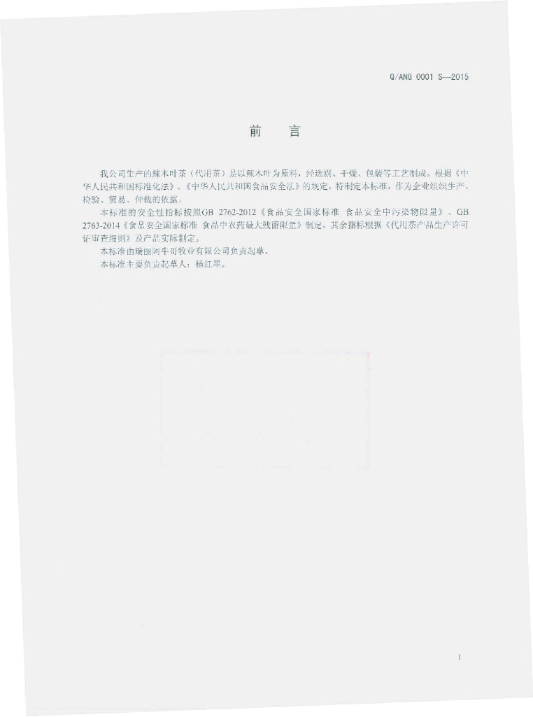 Q/ANG 0001S-2015 标准预览