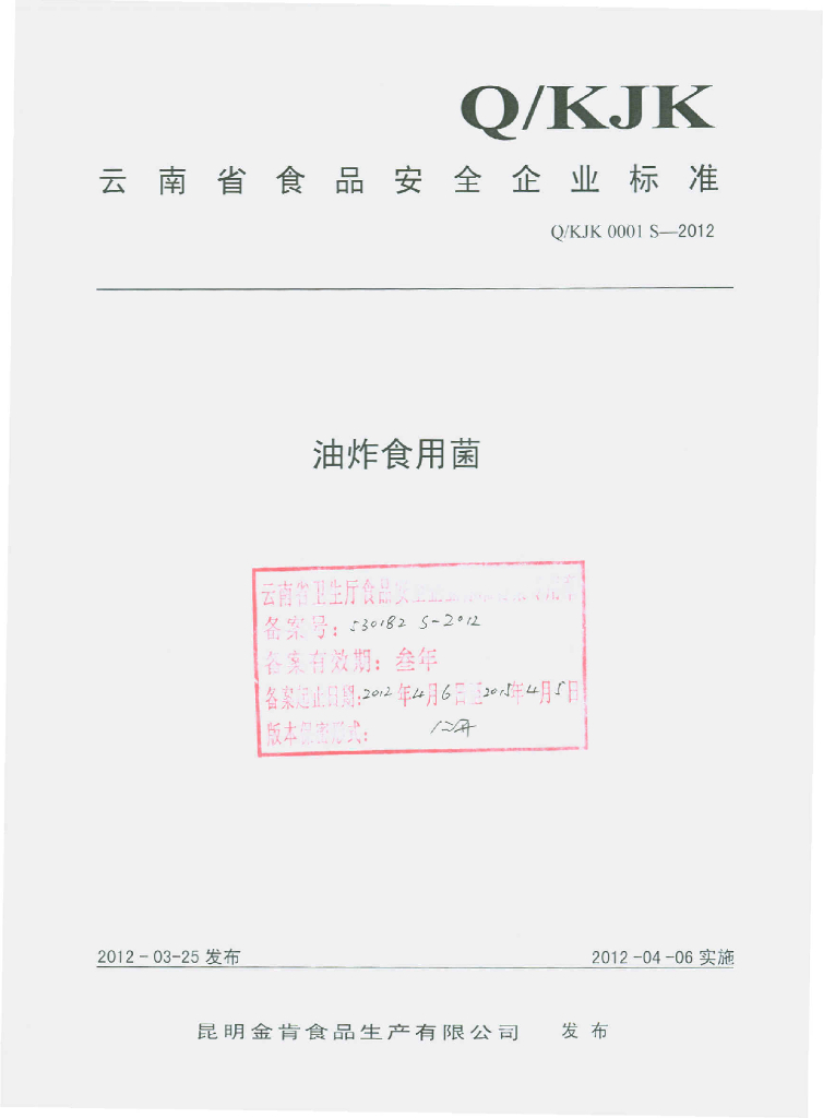 Q/KJK 0001S-2012 标准预览