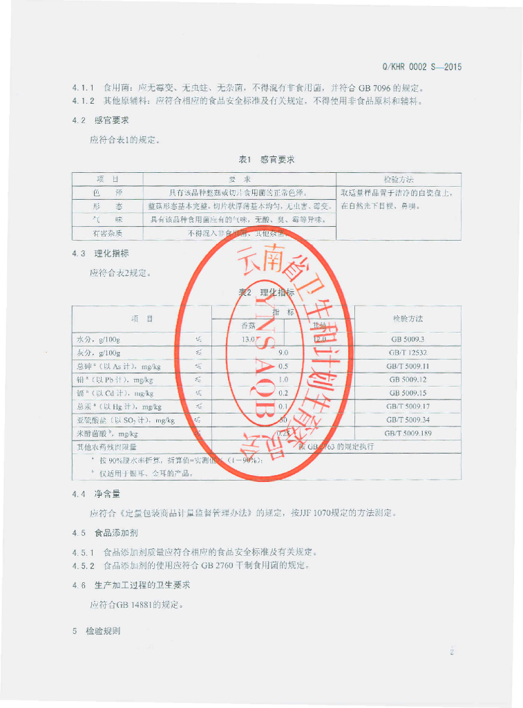 Q/KHR 0002S-2015 标准预览