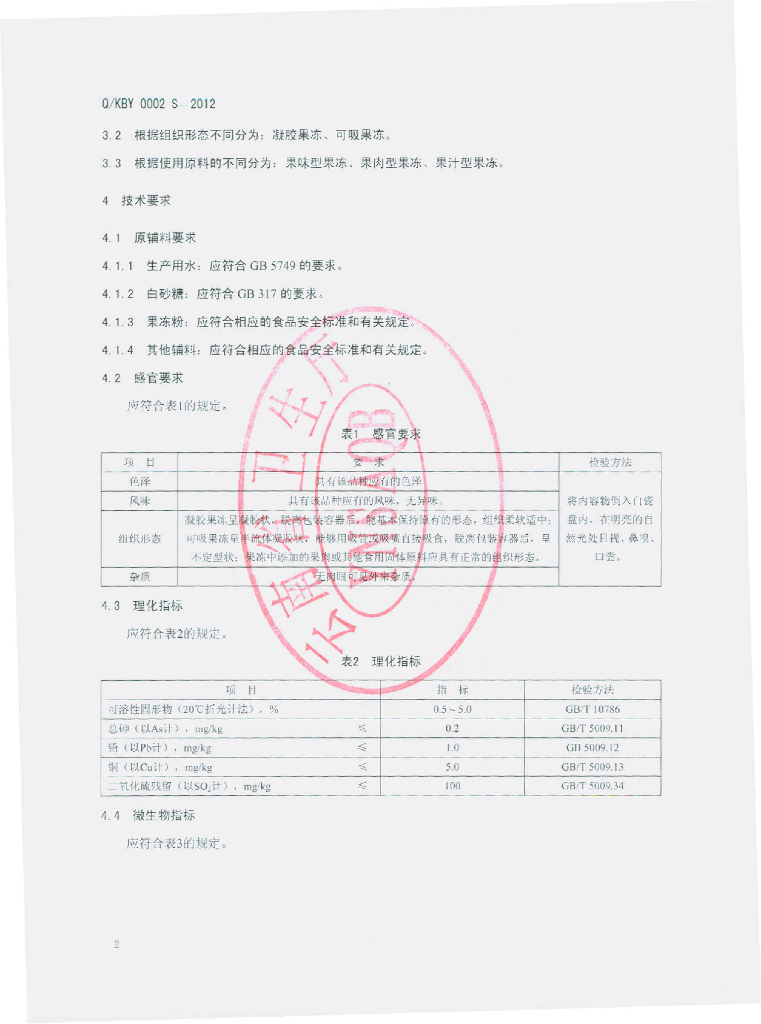 Q/KBY 0002S-2012 标准预览