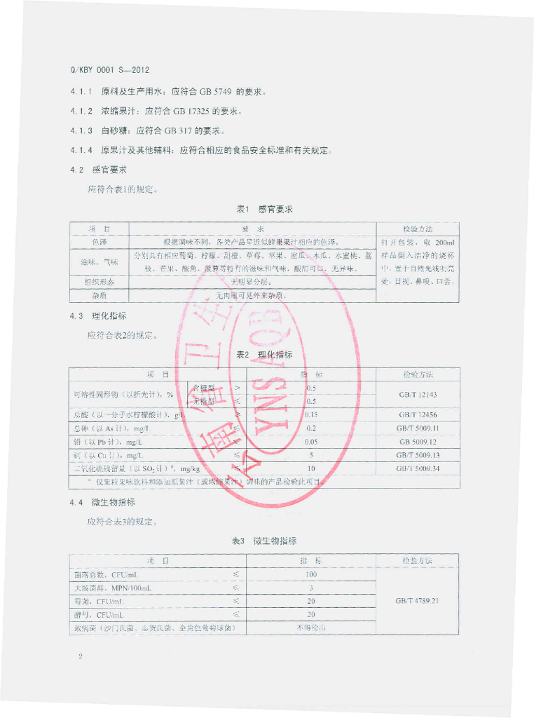 Q/KBY 0001S-2012 标准预览