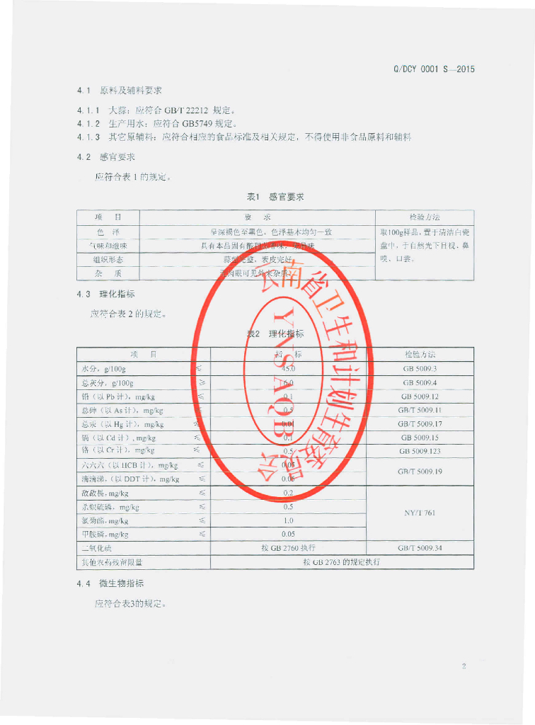 Q/DCY 0001S-2015 标准预览
