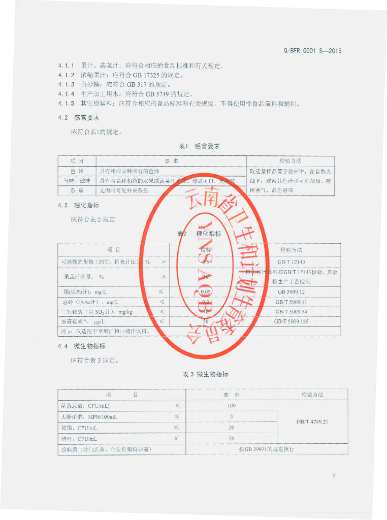 Q/BFR 0001S-2015 标准预览