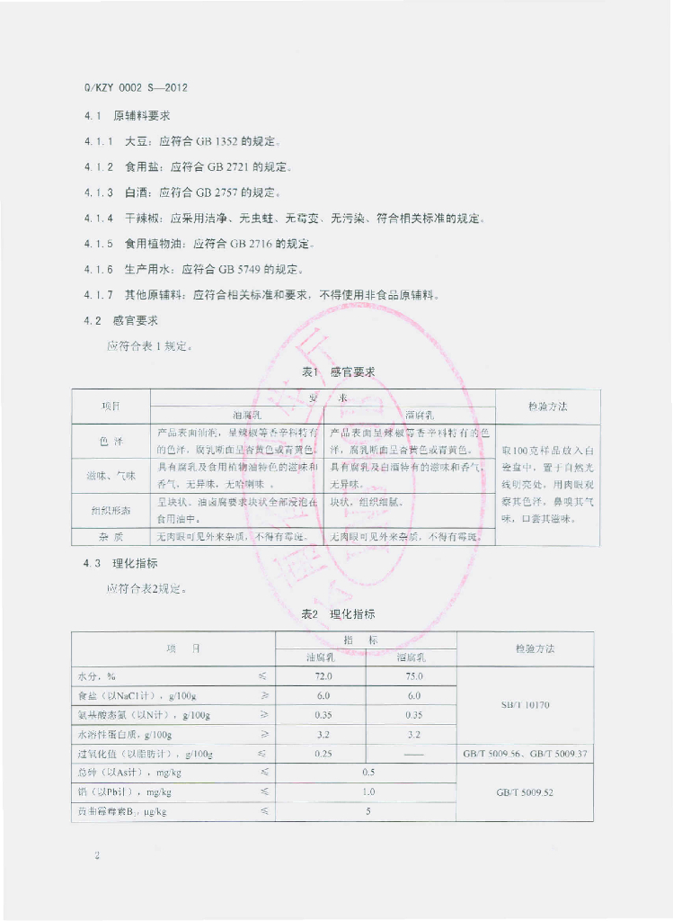 Q/KZY 0002S-2012 标准预览