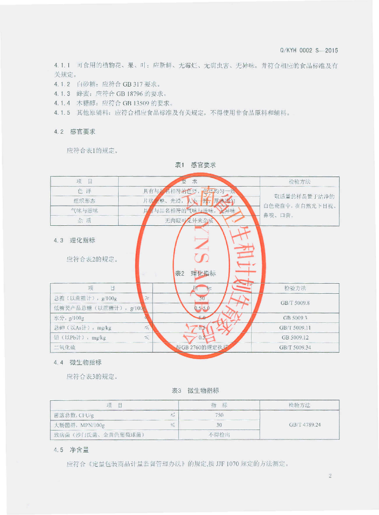 Q/KYH 0002S-2015 标准预览