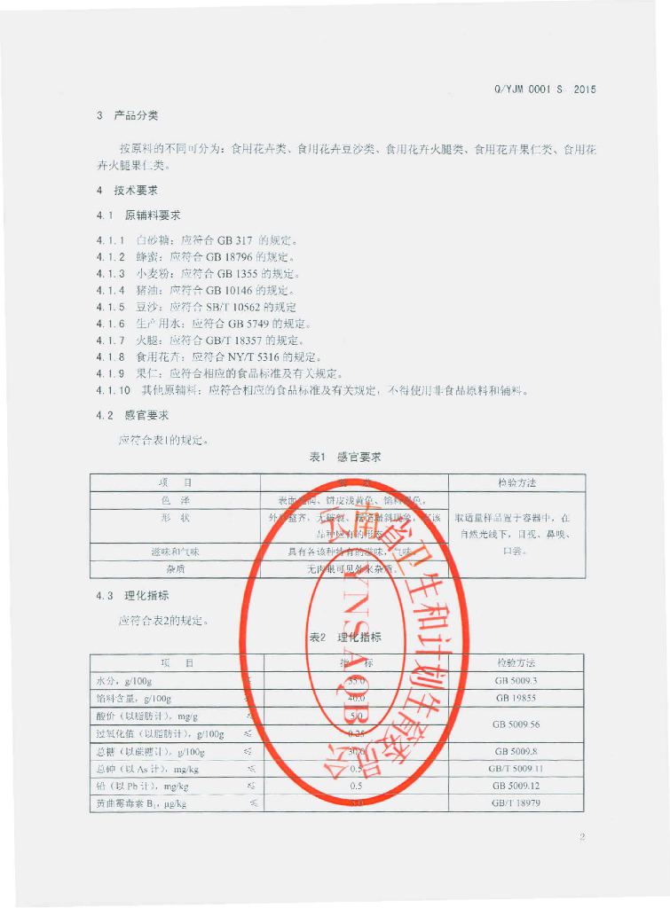 Q/YJM 0001S-2015 标准预览