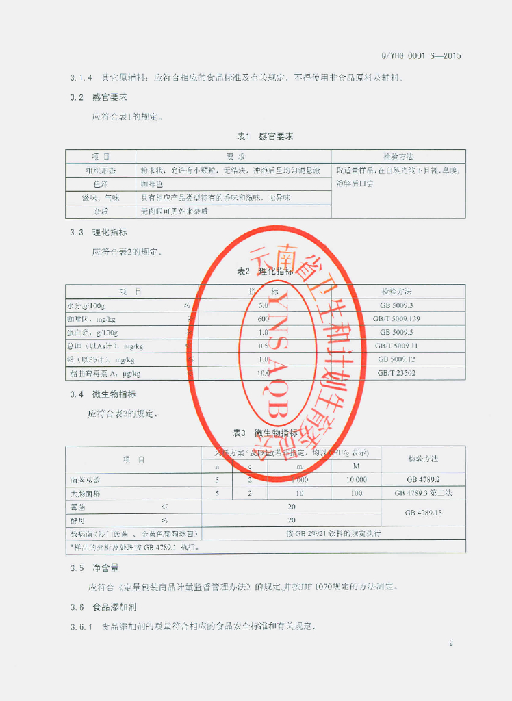 Q/YHG 0001S-2015 标准预览