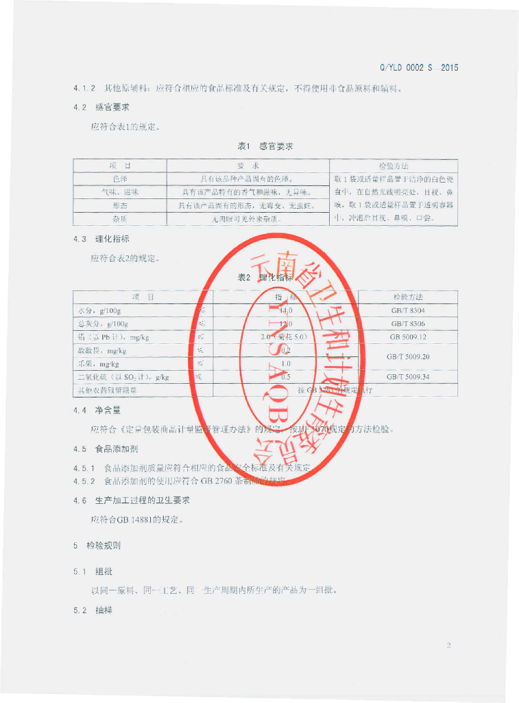 Q/YLD 0002S-2015 标准预览