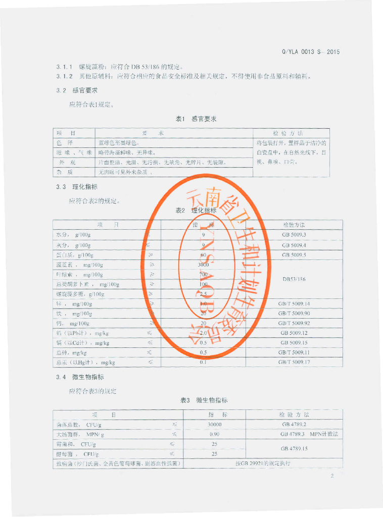 Q/YLA 0013S-2015 标准预览