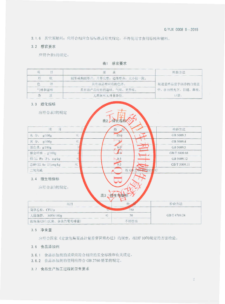 Q/YJX 0008S-2015 标准预览