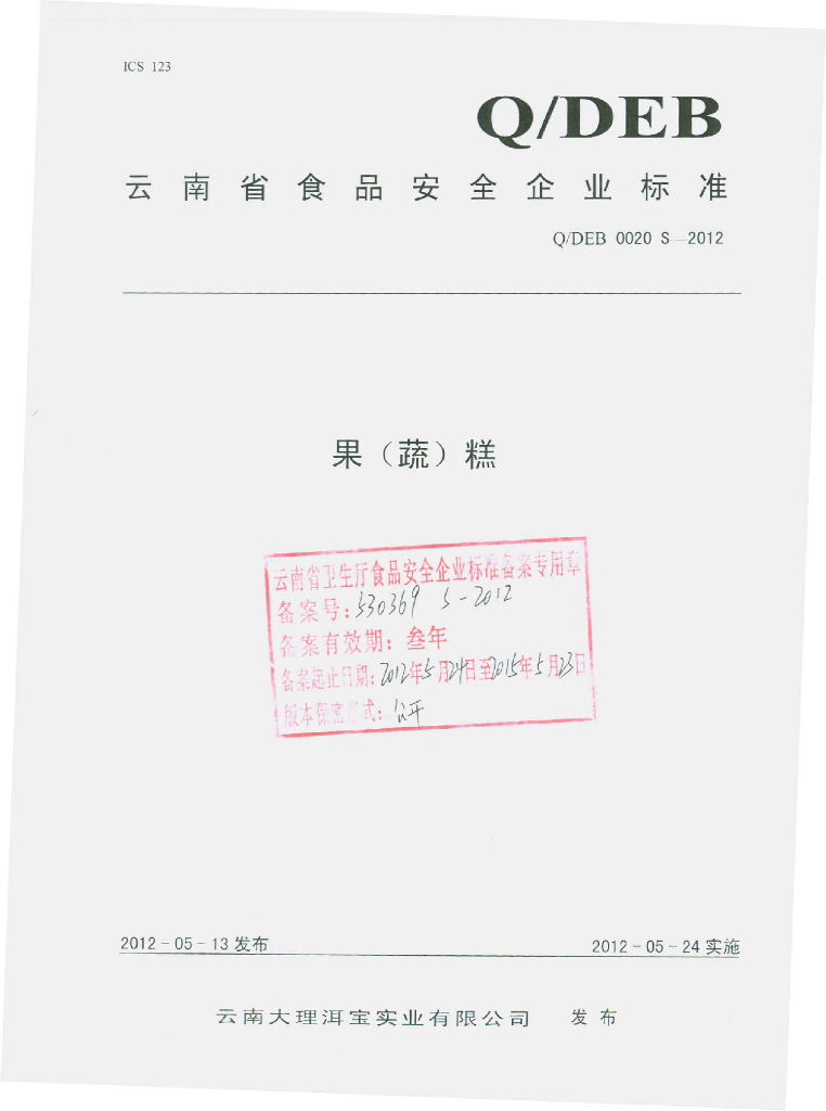 Q/DEB 0020S-2012 标准预览