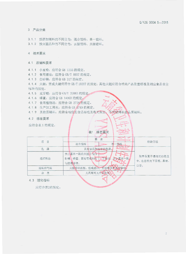 Q/YZG 0004S-2015 标准预览