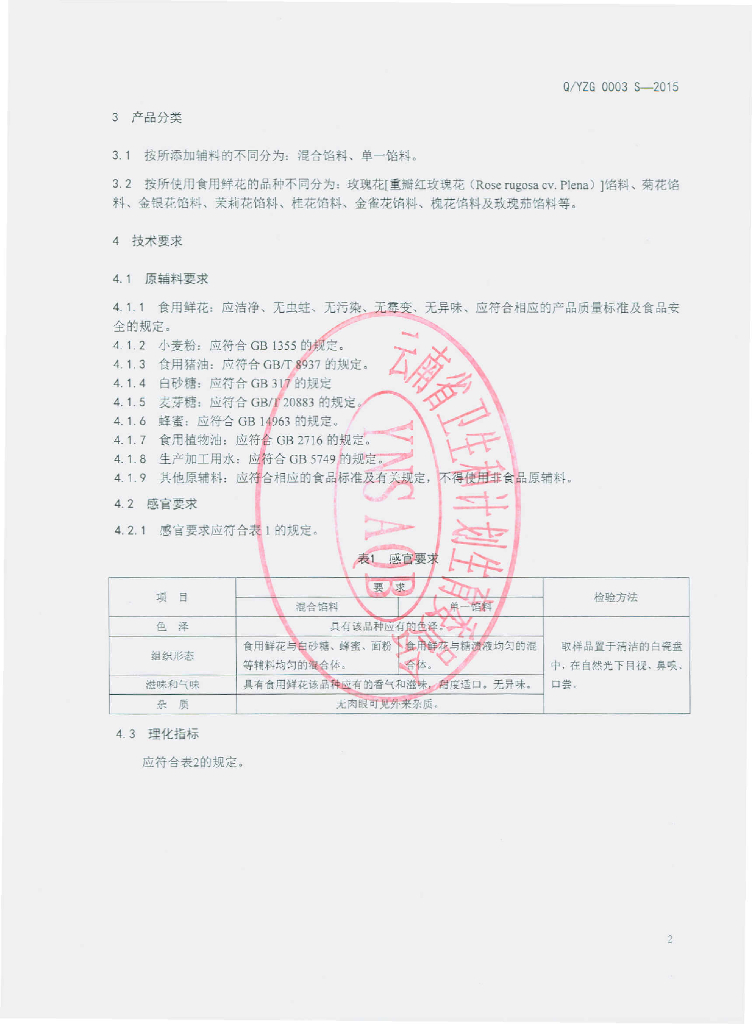 Q/YZG 0003S-2015 标准预览
