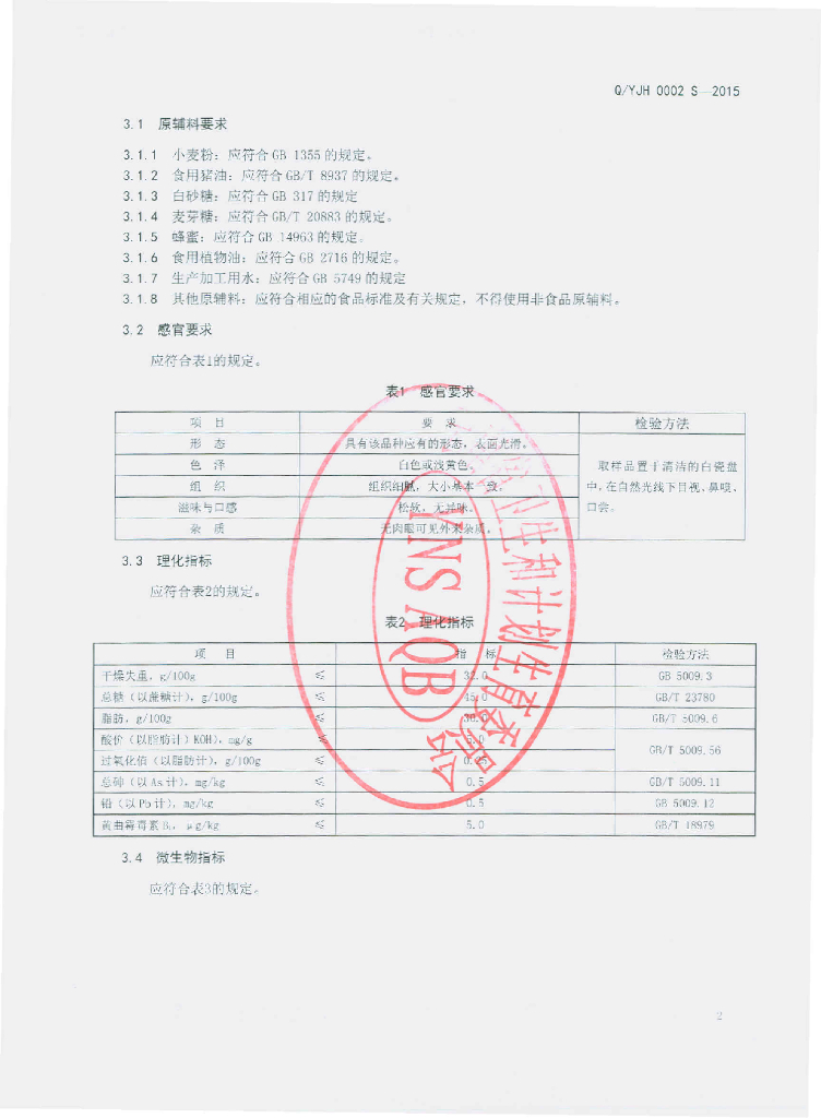 Q/YJH 0002S-2015 标准预览