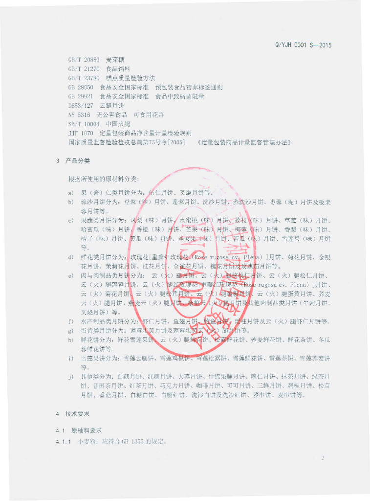 Q/YJH 0001S-2015 标准预览
