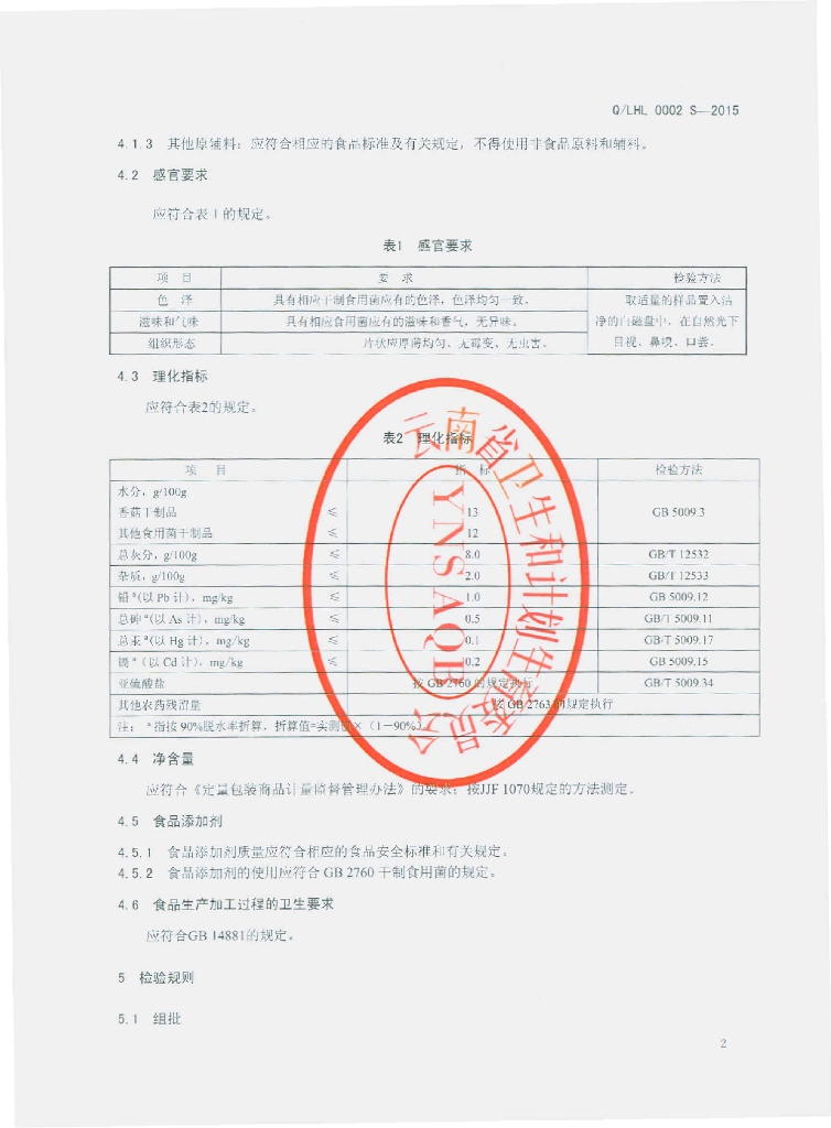Q/LHL 0002S-2015 标准预览