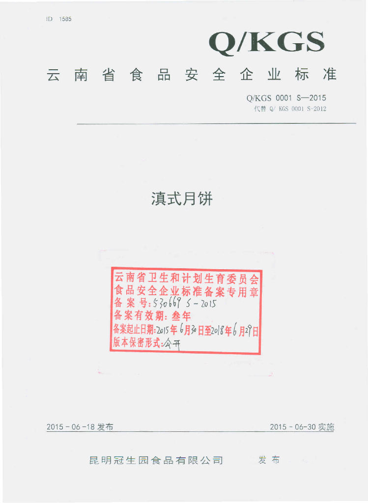 Q/KGS 0001S-2015 标准预览