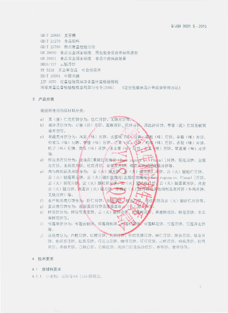 Q/JQX 0001S-2015 标准预览
