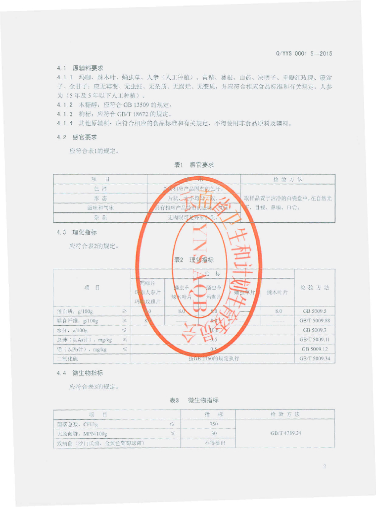 Q/YYS 0001S-2015 标准预览