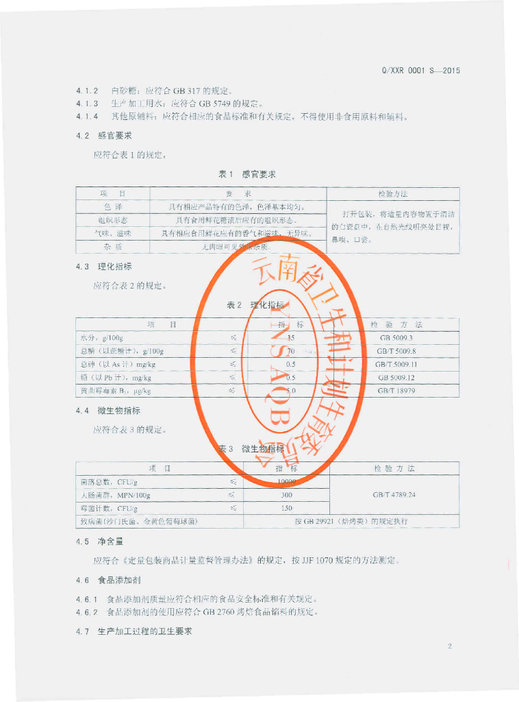 Q/XXR 0001S-2015 标准预览