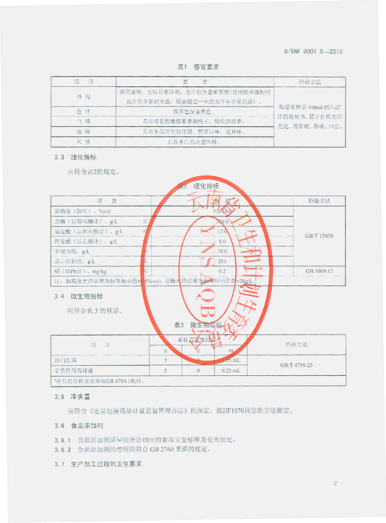 Q/SNF 0001S-2015 标准预览