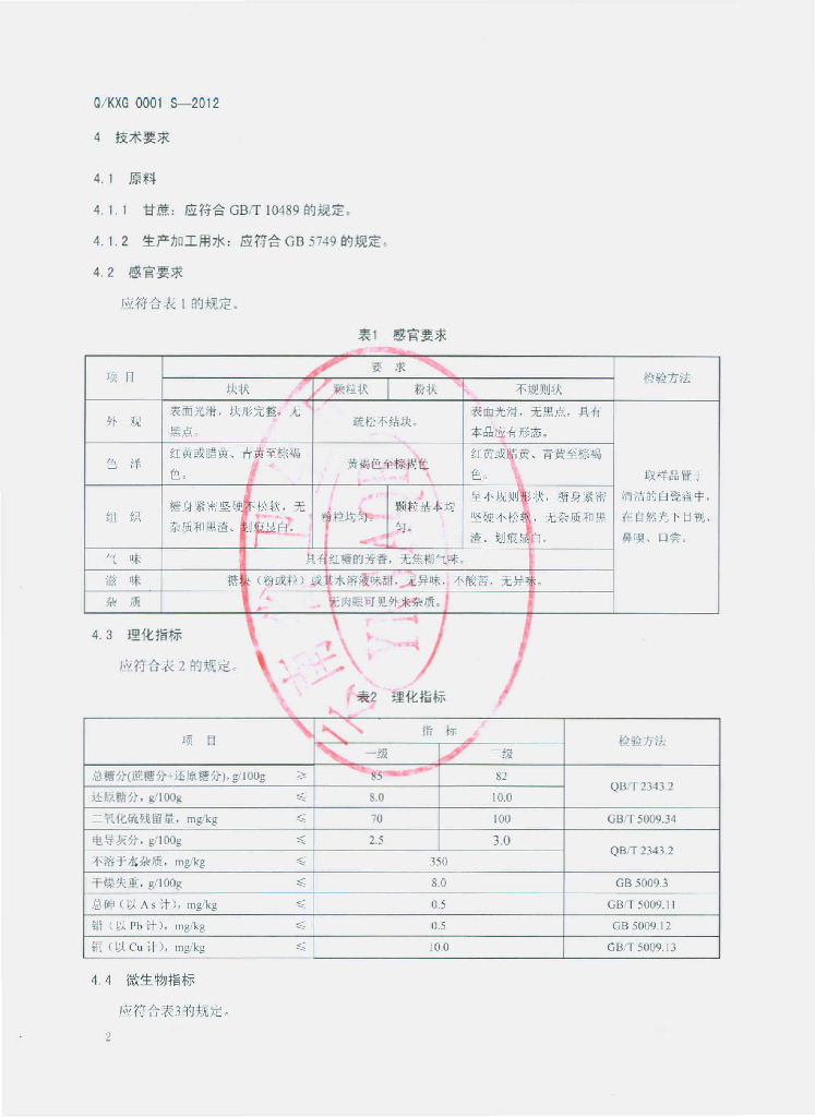 Q/KXG 0001S-2012 标准预览