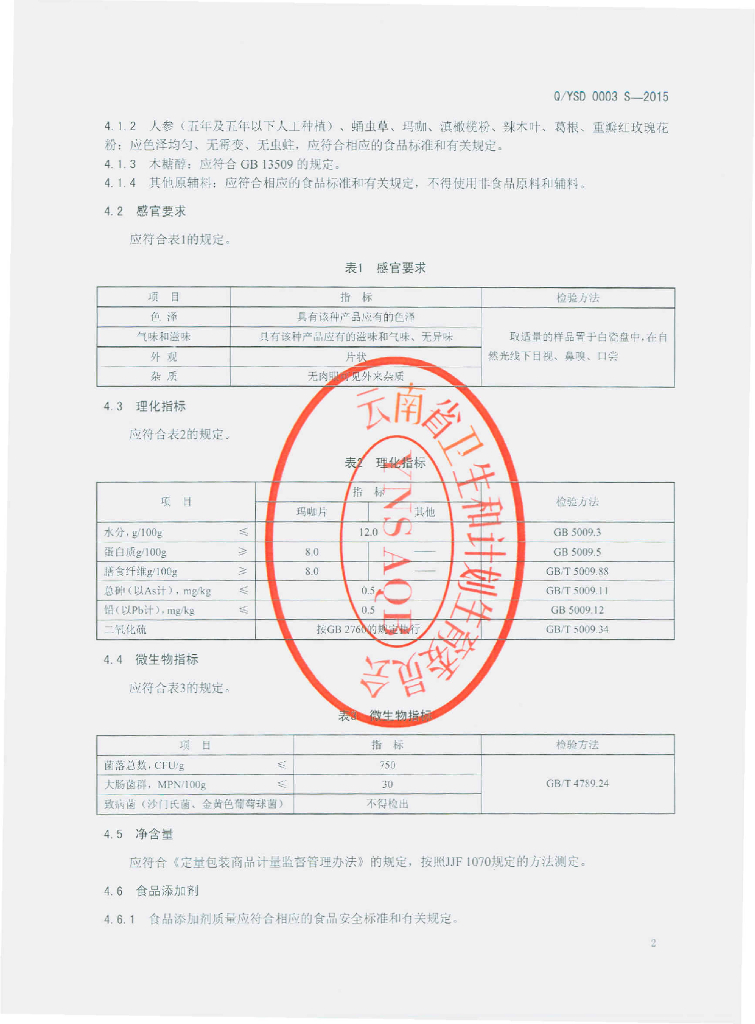 Q/YSD 0003S-2015 标准预览