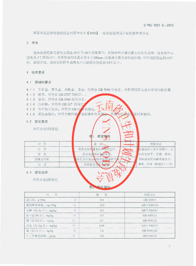 Q/YNJ 0001S-2015 标准预览