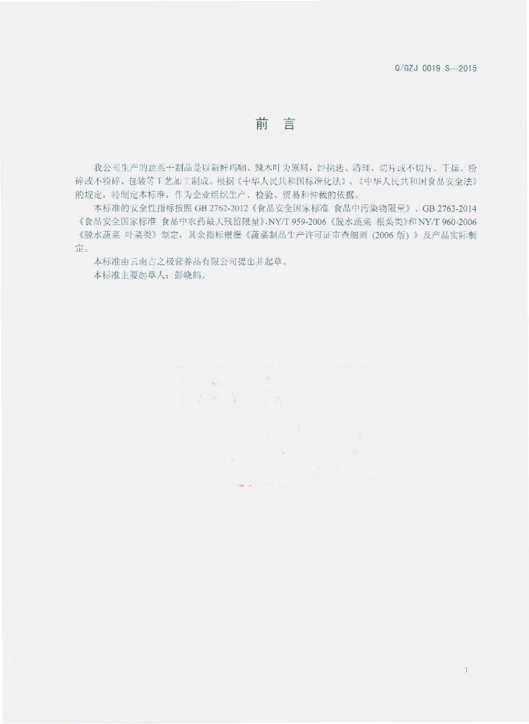 Q/GZJ 0019S-2015 标准预览