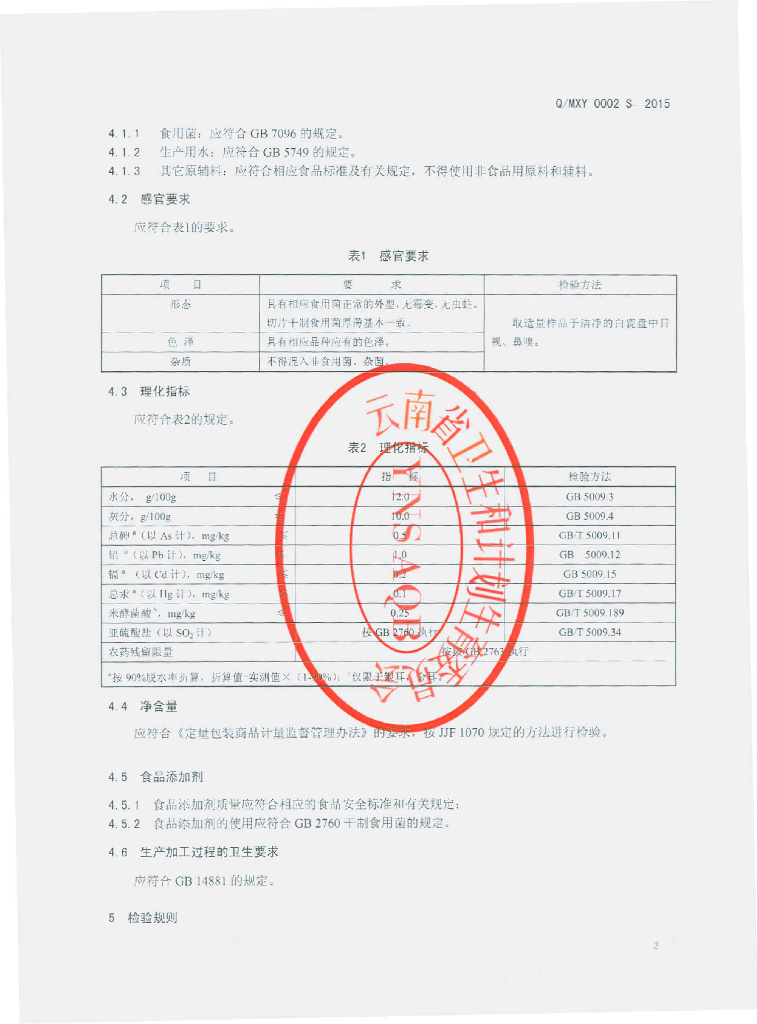 Q/MXY 0002S-2015 标准预览