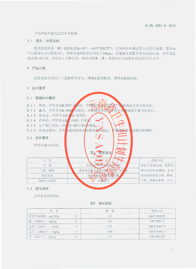 Q/LWL 0001S-2015 标准预览