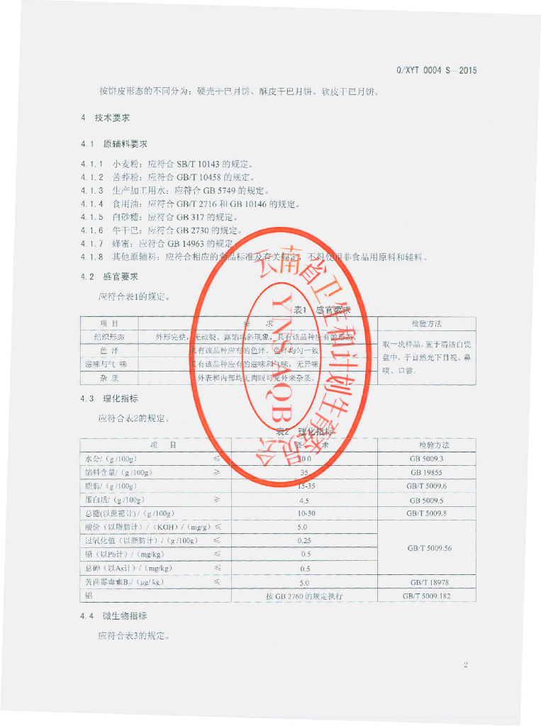 Q/XYT 0004S-2015 标准预览