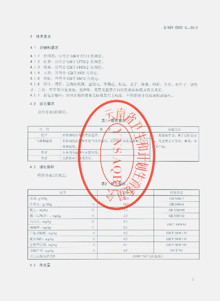 Q/NSY 0002S-2015 标准预览
