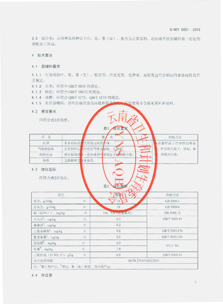 Q/NSY 0001-2015 标准预览