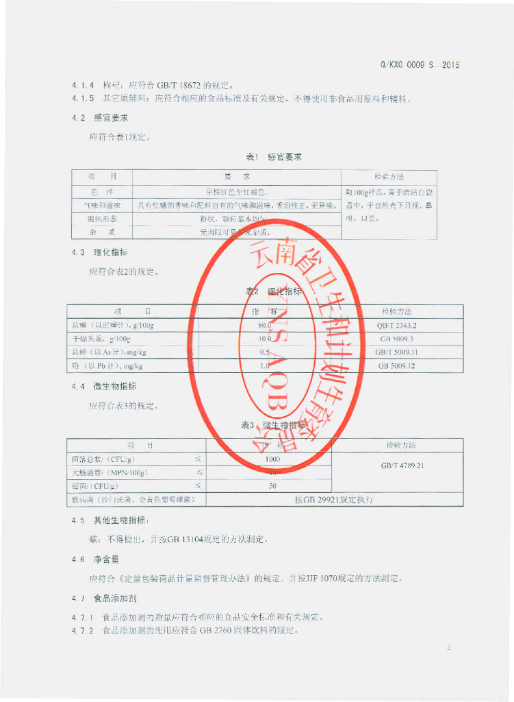 Q/KXG 0009S-2015 标准预览