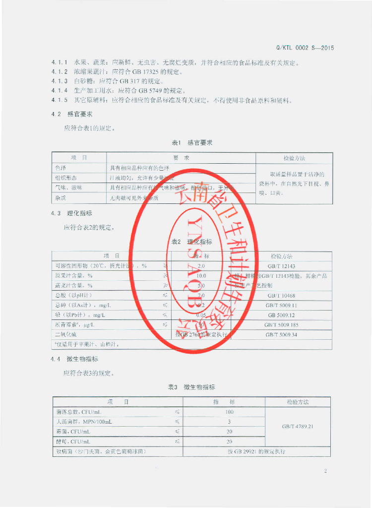 Q/KTL 0002S-2015 标准预览